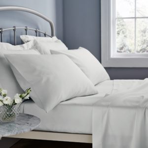 Luxury 100% Cotton White Percale Sheets and Pillowcases 200tc