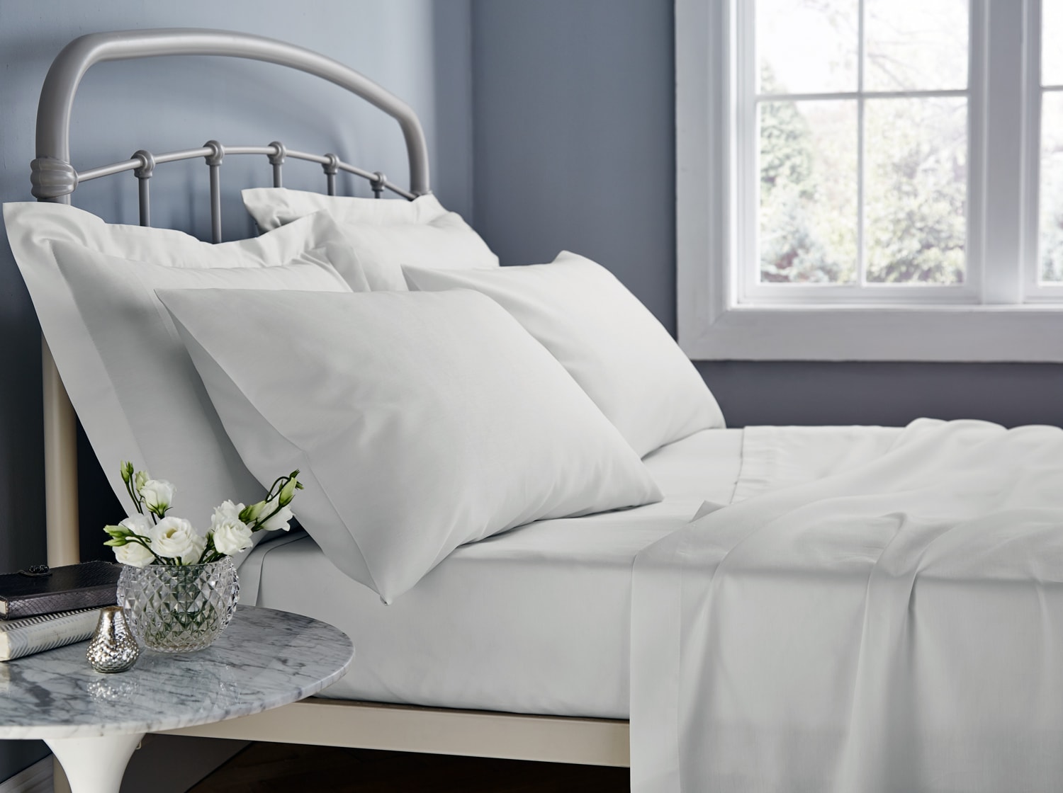 Luxury 100% Cotton White Percale Sheets and Pillowcases 200tc